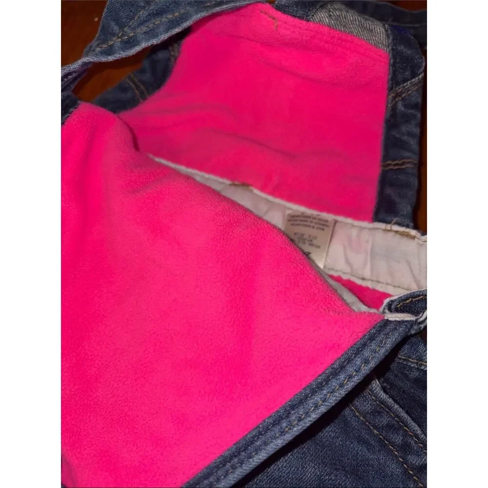 Children's OshKosh Denim Fleece Lined Pink Overalls - 24 Months